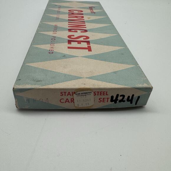 MCM Forgecraft USA Carving Set W/ Faux Stag Horn Handles Stainless Steel - Picture 3 of 7